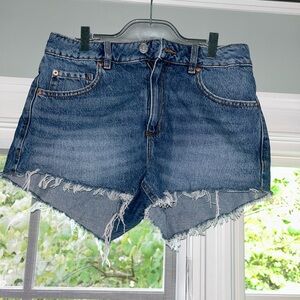 Dark wash denim ripped shorts
